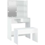  Set toaletnog stolića LED sjajni bijeli od konstruiranog drva | shoptok.hr