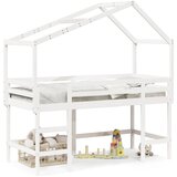 Maison Chic Postelja za odrasle - Posteljni Okvir z lestvijo in streho bel 90x200 cm borovina, (22082487) Cene