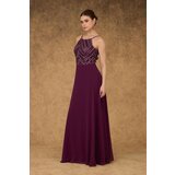 Carmen Plum Halter Sequined Long Evening Dress. | shoptok.hr