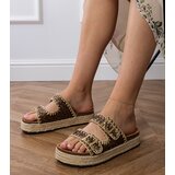 D/CEO Brown glitter espadrille sandals with buckles Induri | Shoptok.si