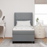 Box Spring Krevet s Madracem - Svjetlosiva 100x200 cm Tkanina | shoptok.hr