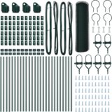 vidaXL Heksa ograja Zelena 0.6x50 m Jeklo, Ograjni stebri 13 kosov Zeleni Ø32 mm 100 cm Galvanizirano Jeklo | Shoptok.si