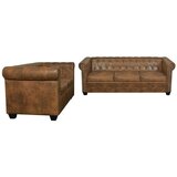 vidaXL Chesterfield Dvosjed i Trosjed Komplet Smeđi | shoptok.hr