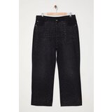 Trendyol Curve Anthracite High Waist Stoned Straight Fit Jeans | shoptok.hr