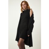 Happiness İstanbul Women's Black Pocket Knitwear Dress Cardigan Suit cene