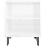  Noćni ormarići s metalnim nogama 2 kom sjajni bijeli 40x30x50cm | shoptok.hr