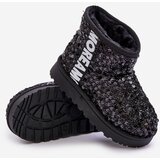 Boto Children's Snow Boots Botki Ocieplane with Sequins Black Rebbica | ePonuda.com