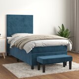  The Living Store Box spring postelja z vzmetnico temno modra 80x200 cm žamet - Box Spring Postelja, (21492441) Cene