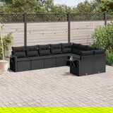 vidaXL 9-dijelni set vrtnih sofa s jastucima crni od poliratana | shoptok.hr