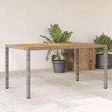  The Living Store Vrtna miza z leseno akacijevo ploščo siva 150x90x75 cm PE ratan - Vrtna Miza, (21461833) Cene