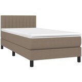  Krevet box spring s madracem LED smeđesivi 80 x 200 cm tkanina | shoptok.hr
