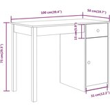 vidaXL Radni stol bijeli 100x50x75 cm od masivne borovine | shoptok.hr