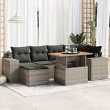 Maison Chic Seti vrtnega pohištva - Vrtna garnitura - Vrtni pohištvo set 7-delna z blazinami siv poli ratan, (21802034) | Shoptok.si