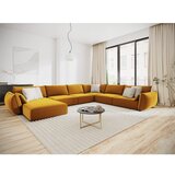 Mazzini Sofas Gorčično rumena žametna kotna sedežna garnitura v obliki črke "U" (desni kot) Vanda – | Shoptok.si