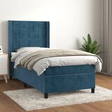  The Living Store Box spring postelja z vzmetnico temno modra 80x200 cm žamet - Box Spring Postelja, (21491059) Cene