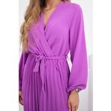 Kesi Włoski Dress tied with a pleated hem violet | Shoptok.si