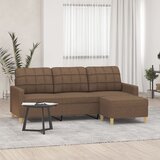 vidaXL Trosjed s tabureom smeđi 180 cm od tkanine Cene