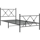  Metalni okvir kreveta uzglavlje i podnožje crni 90 x 200 cm | shoptok.hr