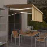 vidaXL Ročno zložljiva tedna s senčilom LED 4x3 m rumena in bela Cene