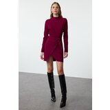 Trendyol Purple Belted A-Line High Collar Mini Woven Dress | shoptok.hr