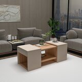  SET od 3 konferencijska stočića SOLIS 45/45/100x30/30/40 cm bež/smreka | Eponuda.com