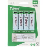TCBEST punjiva baterija R6 (aa) 950 mah sa soketom type c + usb a kabal 4 x type c (4 kom) | ePonuda.com