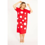 Şans Women's Plus Size Red Front Printed Viscose Dress Cene
