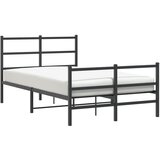 Furnova Kovinski posteljni okvir z vzglavjem in vznožjem črn 120x190 cm, (21942939) | Shoptok.si
