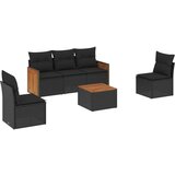 6-dijelni set vrtnih sofa s jastucima crni od poliratana | shoptok.hr