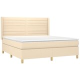  Krevet box spring s madracem LED krem 180x200 cm od tkanine | shoptok.hr