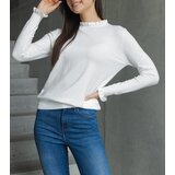 Gemre White soft sweater decorated with a frill Luel | Shoptok.si
