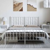  Metalni okvir kreveta uzglavlje i podnožje bijeli 150 x 200 cm | shoptok.hr