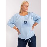Fashion Hunters Light blue blouse plus size with print | ePonuda.com