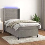  Krevet box spring s madracem LED svjetlosivi 90x200 cm baršun Cijene