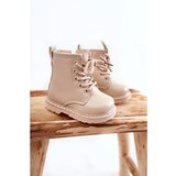 Kesi Children's Leather Boots With Zipper Beige Omua Cene