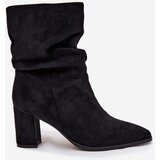 Boto Women's Ankle Boots with Ruching Heeled Warm Black Amelise | Shoptok.si