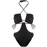 Trendyol black halter cut out detailed swimsuit Cene
