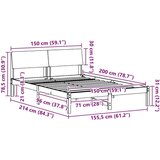  Okvir kreveta s uzglavljem Bijela i svijetlosiva 150 x 200 cm | shoptok.hr