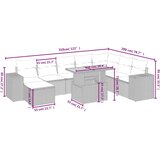  9-dijelni set vrtnih sofa s jastucima crni od poliratana Slike