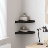  Plutajuće kutne police 2 kom crne 35 x 35 x 3,8 cm MDF | shoptok.hr