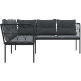 vidaXL Vrtna sofa s jastucima L-oblika crna od čelika i tekstilena | shoptok.hr