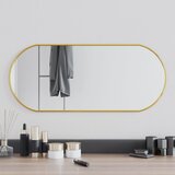 vidaXL Stensko ogledalo zlato 70x30 cm ovalno | Shoptok.si