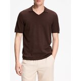 Reserved Polo džemper s dodatkom lana - tamnosmeđe | shoptok.hr