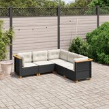 Maison Chic Seti vrtnega pohištva - Vrtna garnitura - Vrtni pohištvo set 5-delna z blazinami črn poli ratan, (21815278) | Shoptok.si