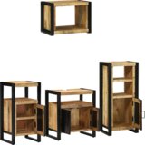 vidaXL Komplet pohištva za kopalnico 4 pcs Rjava Masiven les manga | Shoptok.si