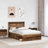  Krevetna konstrukcija s uzglavljem Staro drvo 135 x 190 cm | shoptok.hr