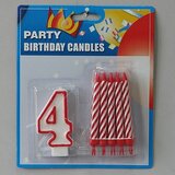  Svećice (10kom) sa BROJEM 4 visinabr.8cm/sveć.9cm | ePonuda.com