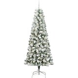 vidaXL Umjetno božićno drvce s nogom Zelena i bijela 210 cm PVC | shoptok.hr