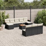  11-dijelni set vrtnih sofa od poliratana s jastucima crni | shoptok.hr