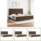 The Living Store Posteljni okvir brez vzmetnice temno rjav 200x200 cm blago - Posteljni Okvir Z Vzglavjem, (21737337) | Shoptok.si